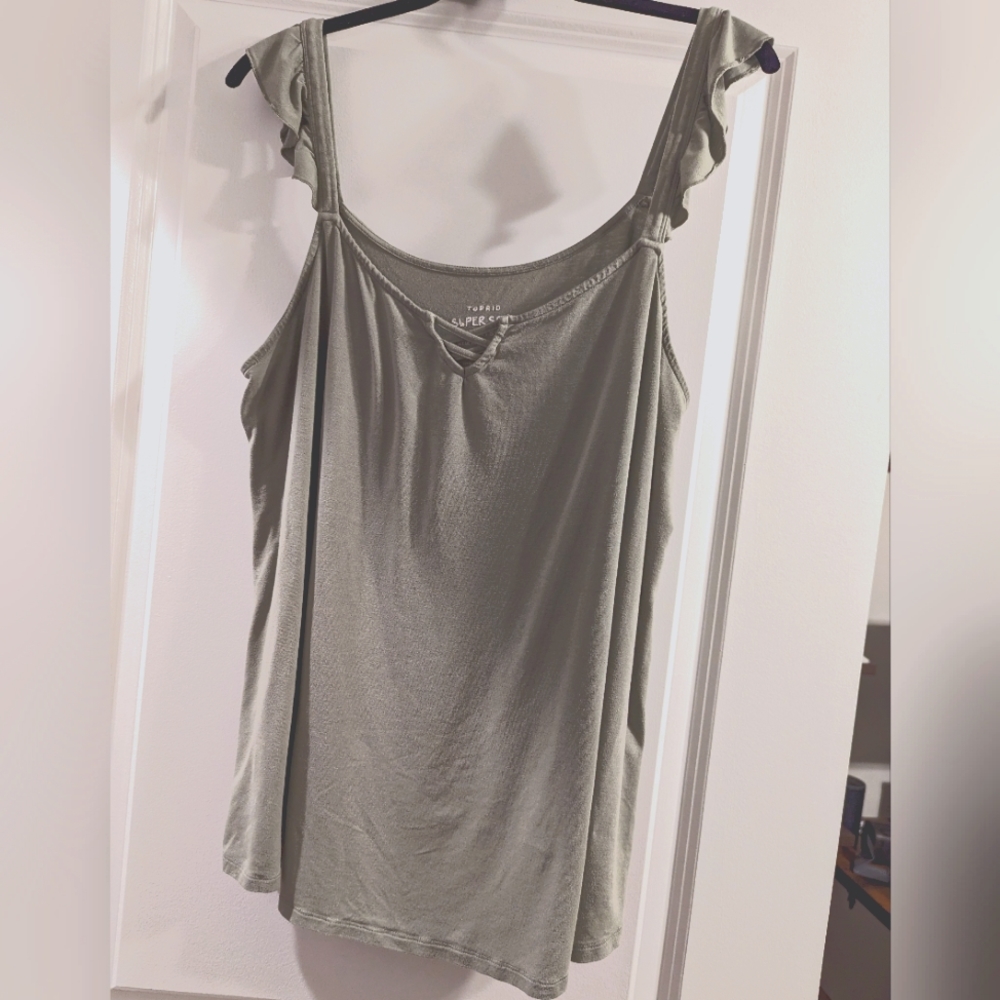 Torrid Sage Green Ruffle Soft Tank Top